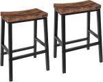 Bar stools, a set of two, 23.6-inch saddle stools, kitchen bar seats with footrests.